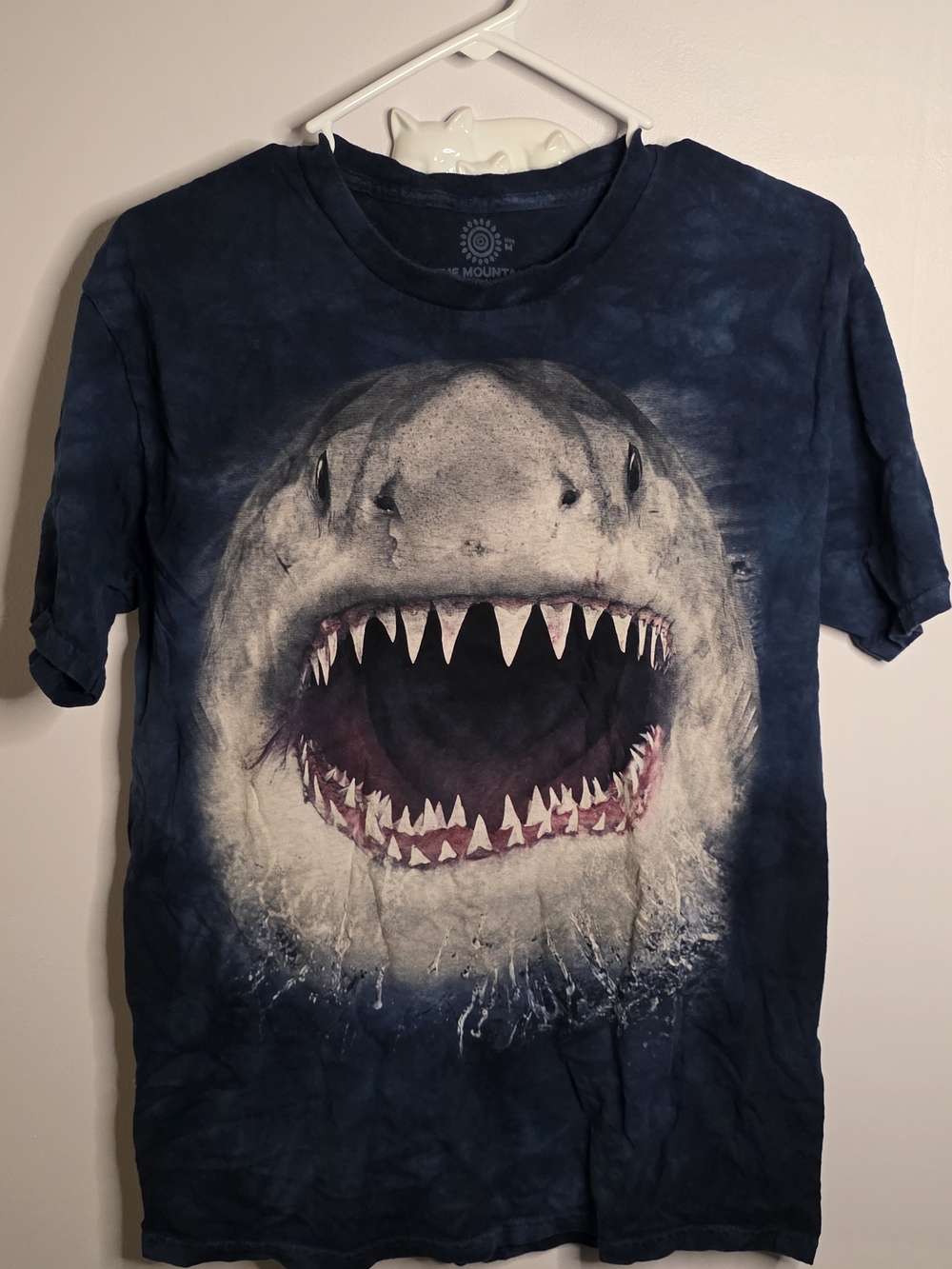 The Mountain Navy Tie-Dye Shark Graphic Tee